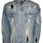 Denim Jacket 2 tone drip black/white